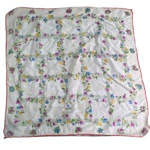 Vintage Ditsy Floral Square Scarf Lightweight Neck Wrap Bandana White Multi Boho